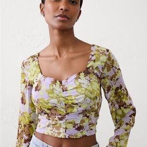 Banana Republic Floral Crop Top in Green and Purple